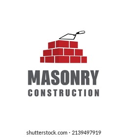 Masonry Construction Logo Design Template.