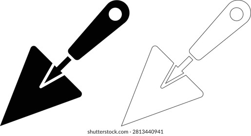 Masonry construction trowel icon vector illustration with construction bricklaying building maintenance equipment handtool illustration industry