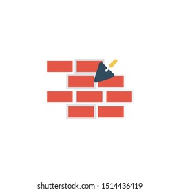 masonry glyph flat vector icon
