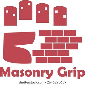 Alvenaria Grip Logo Design Mãos Fortes Durable Brickwork Construção e Construção Branding