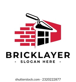 Masonry logo design template. Bricklayer logo vector. Construction logo