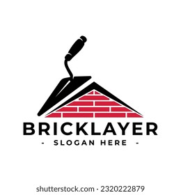 Masonry logo design template. Bricklayer logo vector. Construction logo