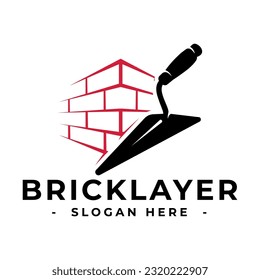 Designvorlage für das Mauerwerk-Logo. Logo-Vektorgrafik der Bricklayer. Baulogo