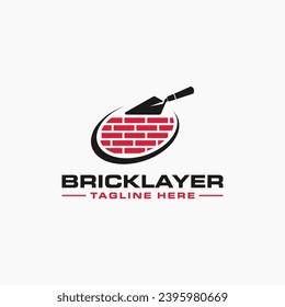 Masonry logo design template. Bricklayer logo vector