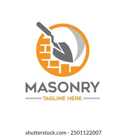 Masonry logo vector illustration in white background