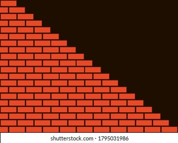 Masonry. Orange abstract 2d background. Vector illustration of brickwork.Orange wall background.