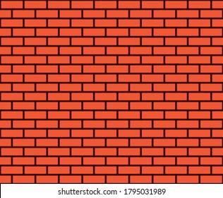 Masonry. Orange abstract 2d background. Vector illustration of brickwork.Orange wall background.