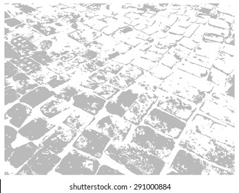 Masonry paving grunge background. Granite paving blocks square transverse rows.