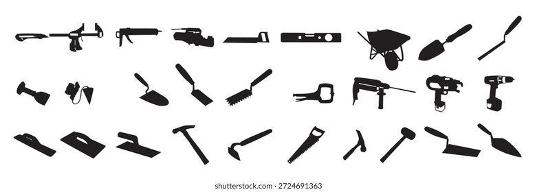 Mauerwerkzeuge Silhouette Vektorgrafik