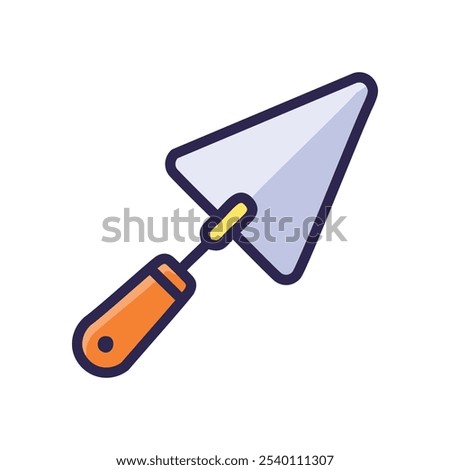 Masonry trowel icon. Construction tool, handy for plastering, tiling, or applying mortar. Represents precision and craftsmanship.