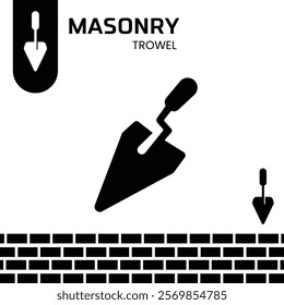 Masonry Trowel Tool Icon Vector - Hand trowel plastering tool logo,symbol and icon ,a tool used for bricklayer in construction