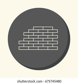 Masonry, vector round line icon with the illusion of volume, simple color change