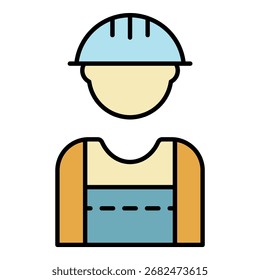 Masonry worker icon. Outline masonry worker vector icon color flat isolated