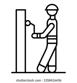 Masonry worker paint wall icon. Outline masonry worker paint wall vector icon for web design isolated on white background