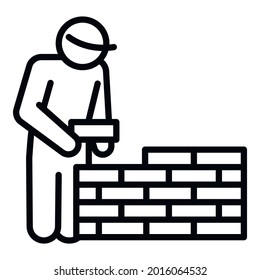 Masonry worker wall icon. Outline masonry worker wall vector icon for web design isolated on white background