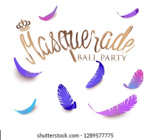 Masquarade Background With Feathers. Vector Illustration