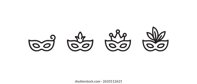 Masquerade and carnival mask icon set Vector
