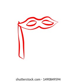 Masquerade Carnival Mask Icon Vector Illustration EPS10. For greeting cards, posters, prints for clothes, emblems. Icon, red lines with different wide