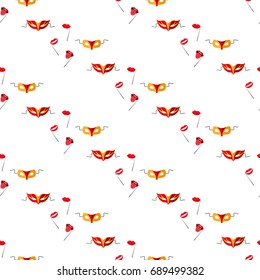 Masquerade carnival masks. Seamless pattern. Vector illustration on a white background Swatch inside
