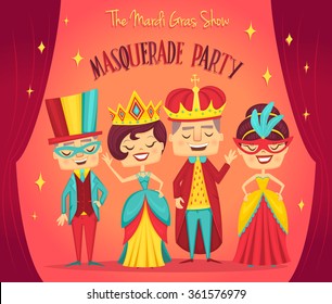 Masquerade characters. Vector illustration.