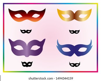 Masquerade colorful masks set. Carnival masks vector illustration