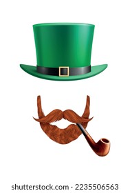 Masquerade composition with white background and isolated icons of hat and mask elements vector illustration