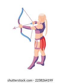 Masquerade cosplay isometric composition with isolated human character wearing festive costume vector illustration