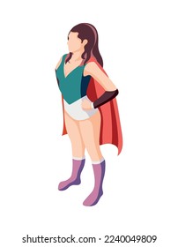 Masquerade cosplay isometric composition with isolated human character wearing festive costume vector illustration
