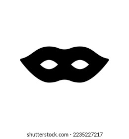 Masquerade eye mask sock glyph icon. Party decoration. Happy new year and Merry Christmas. Black silhouette symbol. Isolated vector stock illustration