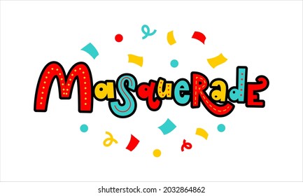 Masquerade funny hand drawn logo in cartoon style
