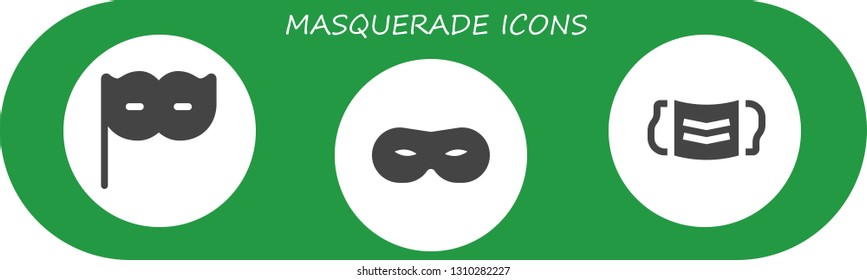 masquerade icon set. 3 filled masquerade icons.  Simple modern icons about  - Eye mask, Mask