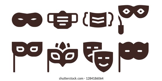  masquerade icon set. 8 filled masquerade icons. Simple modern icons about  - Mask, Eye mask, Masks