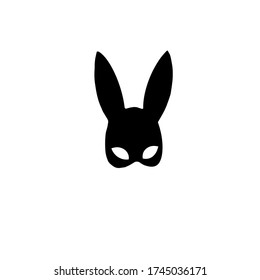 Máscara de mascarada de liebre negra. Ilustración vectorial sobre fondo blanco. Para tarjetas, afiches, decoración se puede usar como papel para camisetas y bolsas.