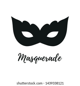 Masquerade mask black and white vector icon