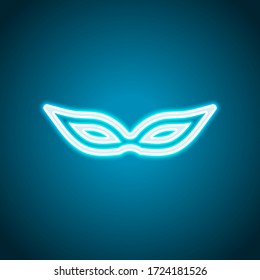 Masquerade mask, carnival or party, outline design. Neon style. Light decoration icon. Bright electric symbol