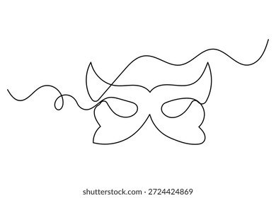 Máscara máscara contínua um desenho de linha no fundo branco