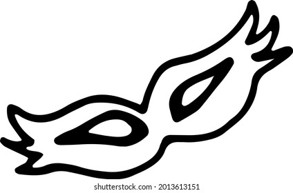 A masquerade mask for the eyes.Doodle, sketch, logo. Vector black-and-white hand-drawn illustration.