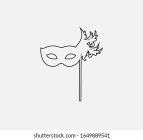 Masquerade Mask icon. Vector illustration, flat design. Line.