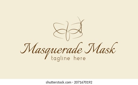 Inspiración en el logo de la máscara de mascarada. Diseño estético de máscaras de mascarada de línea de arte para el cuidado de la belleza, cuidado de la piel, spa, yoga, moda femenina y tratamiento de clínica de belleza. Logo inicial para marca femenina.