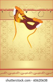 Masquerade mask on the decorative background. Vector