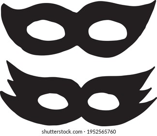 masquerade mask set icon. hand drawn doodle style. vector, minimalism, monochrome, sketch. holiday, party, new year, birthday, holiday, accessory.