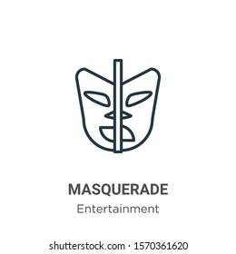 Masquerade outline vector icon. Thin line black masquerade icon, flat vector simple element illustration from editable entertainment concept isolated on white background