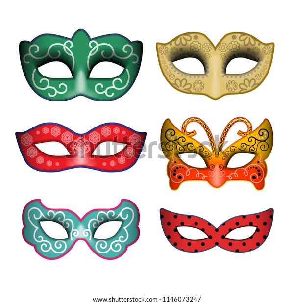 Masquerade Party Masks Carnival Masks Isolated Stock Vector (Royalty ...