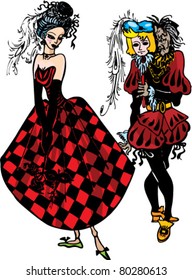 masquerade party - old cunning man seduce young silly girl