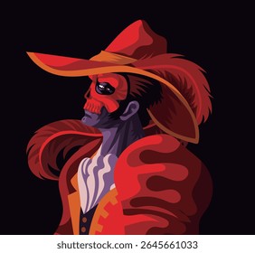 masquerade phantom with red skull mask