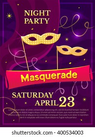 Masquerade poster, an invitation to the theme party in a nightclub, vector illustration 
