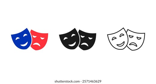 Masquerade vector icon. Masquerade icon on transparent background. Theater or Carnival Mask. Comic and tragic mask.