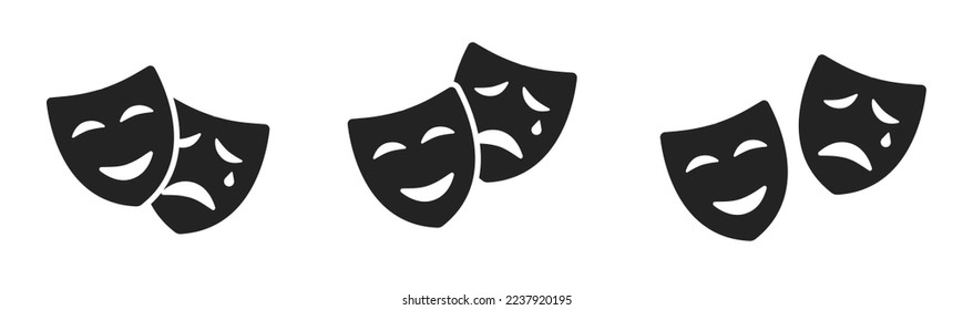 Masquerade vector icon on white background. Comic and tragic mask icon