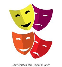 Masquerade vector icon on white background. Comic and tragic mask icon