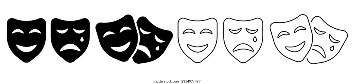 Masquerade vector icon. Masquerade icon on white background. Comic and tragic mask. Vector EPS 10